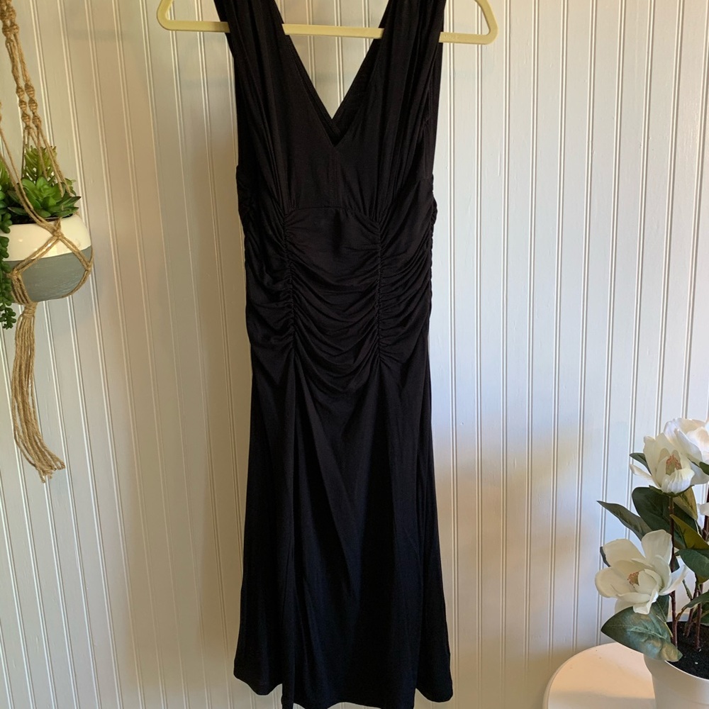 CAbi #108 Monroe Dress Black Ruched sz M